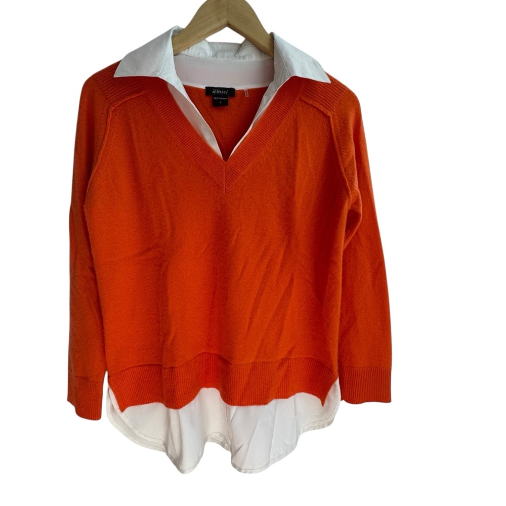 Pure Amici 100% cashmere Orange Undershirt sweater size S